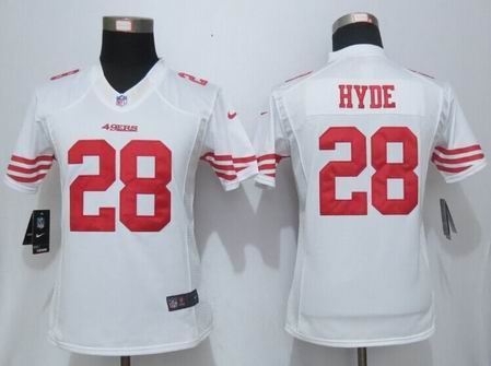 Women nfl Nike San Francisco 49ers 28 Hyde White Elite Jersey