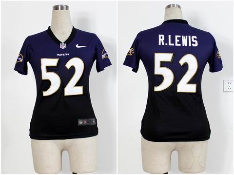 Women nfl Ravens 52 R.Lewis Drift Fashion II purple black Jersey