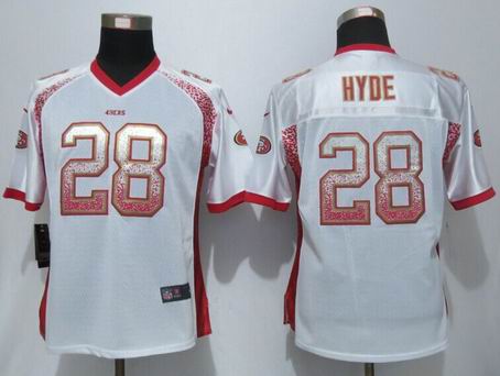 Women nike nfl 49ers 28 Hyde Drift Fashion White jersey