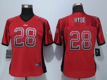 Women nike nfl 49ers 28 Hyde Drift Fashion red jersey