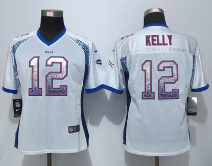 Women nike nfl Bills 12 Kelly Drift Fashion White jersey