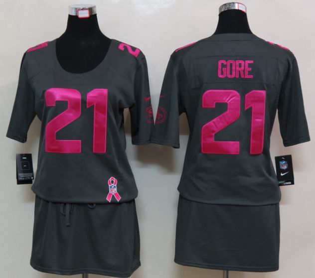 Womens Nike San Francisco 49ers 21 Gore Elite breast Cancer Awareness Dark grey Jersey