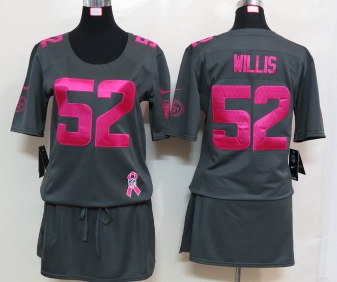 Womens Nike San Francisco 49ers 52 Willis Elite breast Cancer Awareness Dark grey Jersey