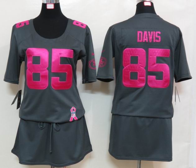 Womens Nike San Francisco 49ers 85 Davis Elite breast Cancer Awareness Dark grey Jersey