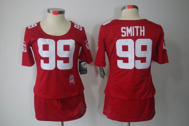Womens Nike San Francisco 49ers 99 Smith Elite breast Cancer Awareness red Jersey