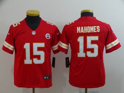 Youth Chiefs #15 Mahomes red rush jersey