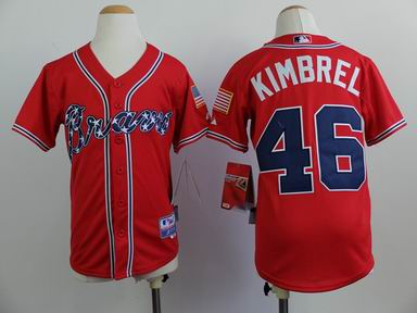 Youth MLB Bravers 46# Kimbrel red jersey