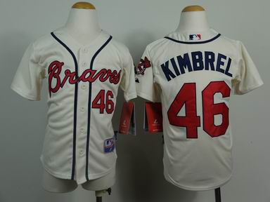 Youth MLB Bravers 46# Kimbrel rice white jersey