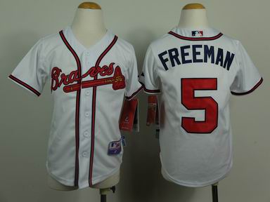 Youth MLB Bravers 5# Freeman white jersey