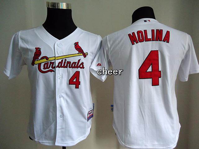 Youth MLB Cardinals #4 Molina White Jersey