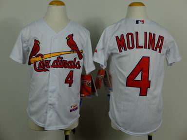 Youth MLB Cardinals 4# Molina white jersey