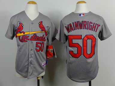 Youth MLB Cardinals 50# Wainwright grey jersey