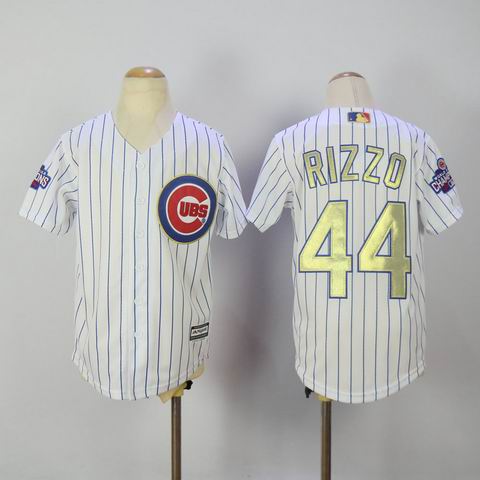 Youth MLB Cubs #44 Rizzo white 2016 Champions jersey