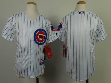 Youth MLB Cubs blank white blue strip jersey