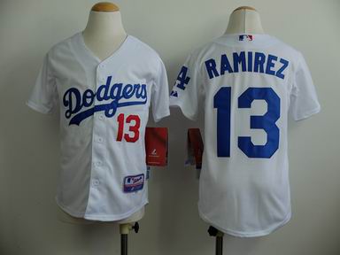 Youth MLB Dodgers 13# Ramirez white jersey