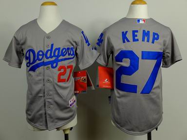 Youth MLB Dodgers 27 Kemp grey jersey