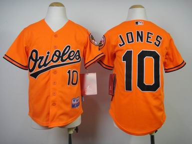 Youth MLB Orioles 10# Jones orange jersey