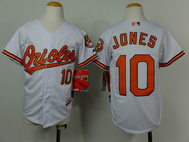Youth MLB Orioles 10# Jones white jersey