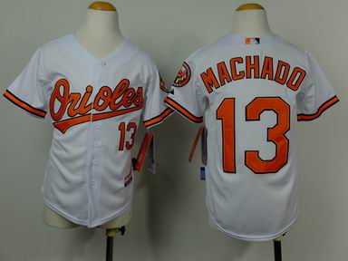 Youth MLB Orioles 13# Machado white jersey