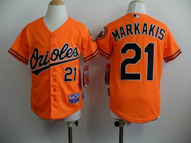 Youth MLB Orioles 21# Markakis orange jersey