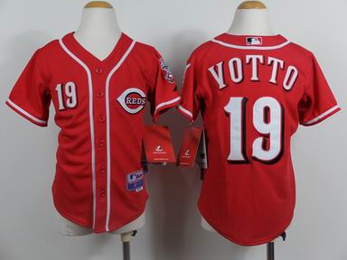 Youth MLB Reds 19# Votto red jersey