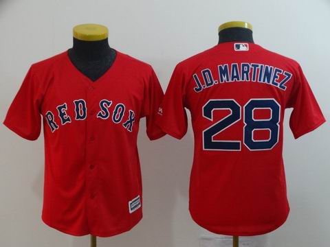 Youth MLB Redsox #28 J.D.MARTINEZ red game jersey