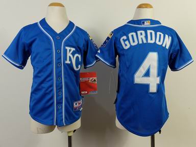 Youth MLB Royals 4 Gordon blue jersey