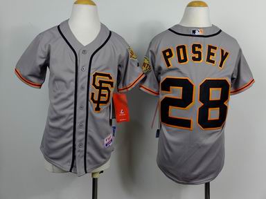 Youth MLB giants 28# Posey grey jersey