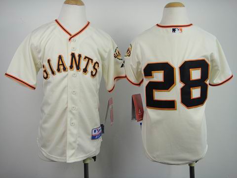 Youth MLB giants 28# Posey rice white jersey
