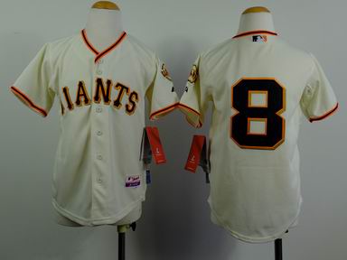 Youth MLB giants 8# rice white jersey