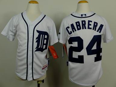 Youth MLB tigers 24 Cabrera white jersey