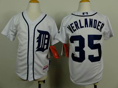 Youth MLB tigers 35# Verlander white jersey