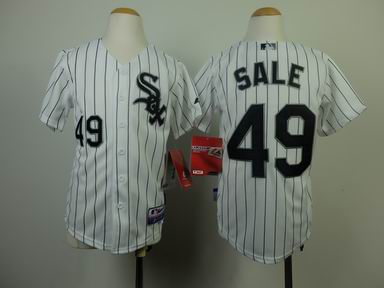 Youth MLB white sox 49# Sale white black strip jersey