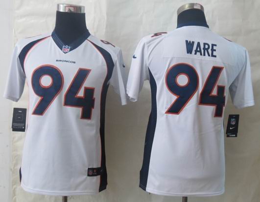 Youth Nike Denver Broncos 94 Ware White Limited Jerseys