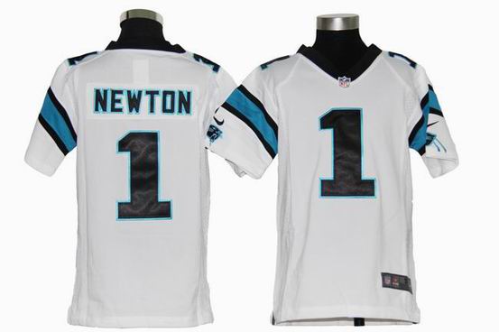 Youth Nike NFL Carolina Panthers 1 Newton white stitched jersey