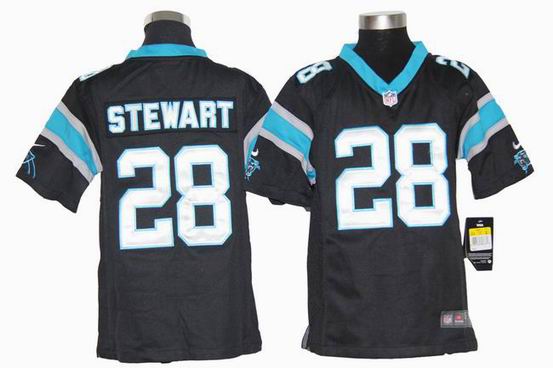 Youth Nike NFL Carolina Panthers 28 Stewart Black stitched jersey