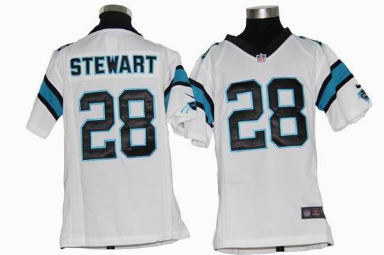 Youth Nike NFL Carolina Panthers 28 Stewart white stitched jersey