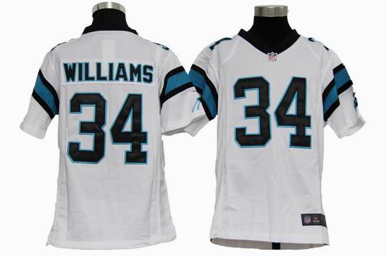 Youth Nike NFL Carolina Panthers 34 Williams white stitched jersey
