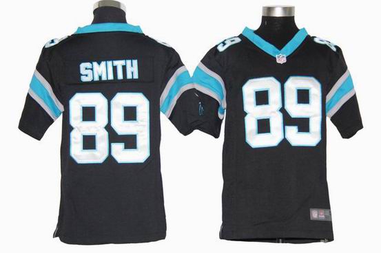 Youth Nike NFL Carolina Panthers 89 Smith black stitched jersey
