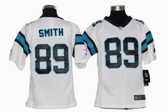 Youth Nike NFL Carolina Panthers 89 Smith white stitched jersey