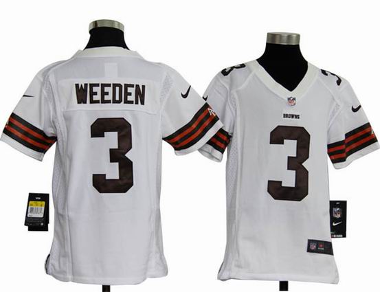 Youth Nike NFL Cleveland Browns 3 Weeden white stitched jersey