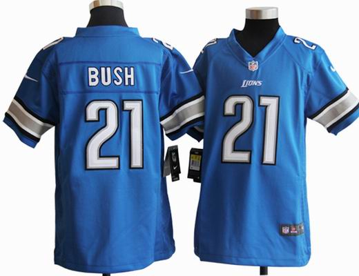 Youth Nike NFL Detroit Lions 21 Bush blue stitched jersey