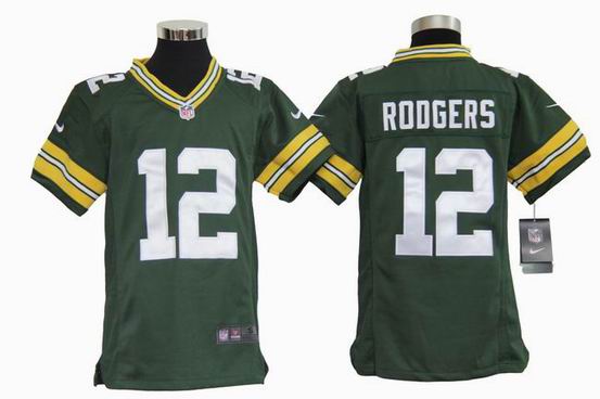 Youth Nike NFL Green Bay Packers 12 Rodgers green stitched jersey
