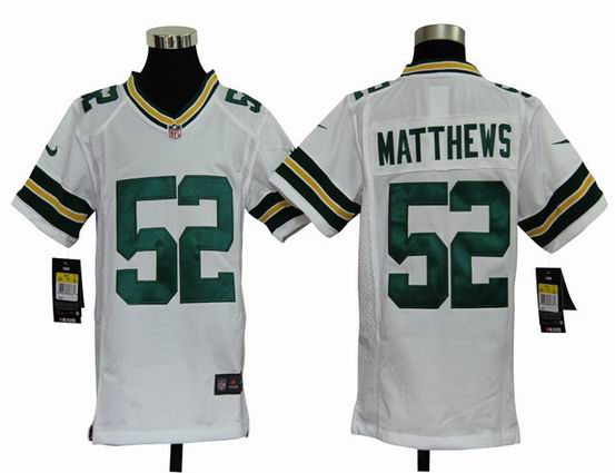Youth Nike NFL Green Bay Packers 52 Matthews White stitched jersey