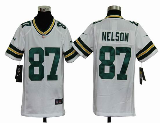 Youth Nike NFL Green Bay Packers 87 Nelson White stitched jersey