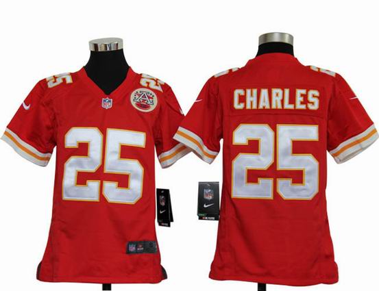 Youth Nike NFL Kansas City Chiefs 25 Charles red stitched jersey