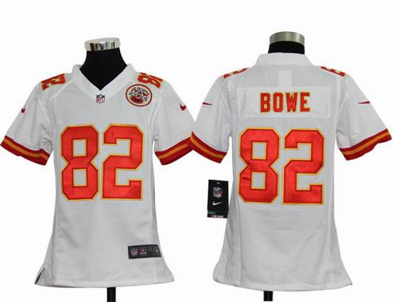 Youth Nike NFL Kansas City Chiefs 82 BOWE white stitched jersey