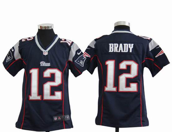 Youth Nike NFL New England Patriots 12 Brady blue stitched jersey
