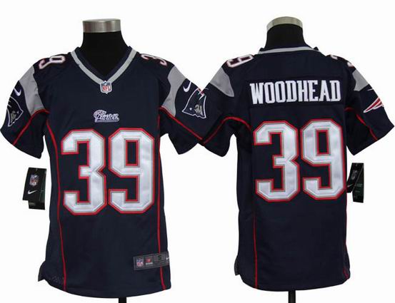 Youth Nike NFL New England Patriots 39 Woodhead blue stitched jersey