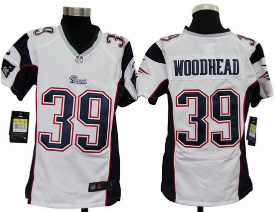 Youth Nike NFL New England Patriots 39 Woodhead white stitched jersey